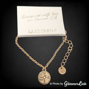 NWOT Jules Smith Compass Charm Gold Tone Bracelet
